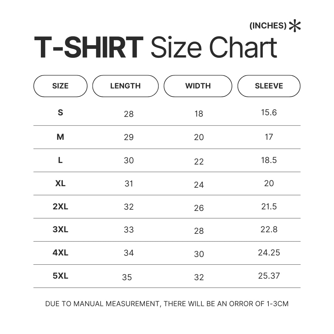 T shirt Size Chart - Babymetal Shop