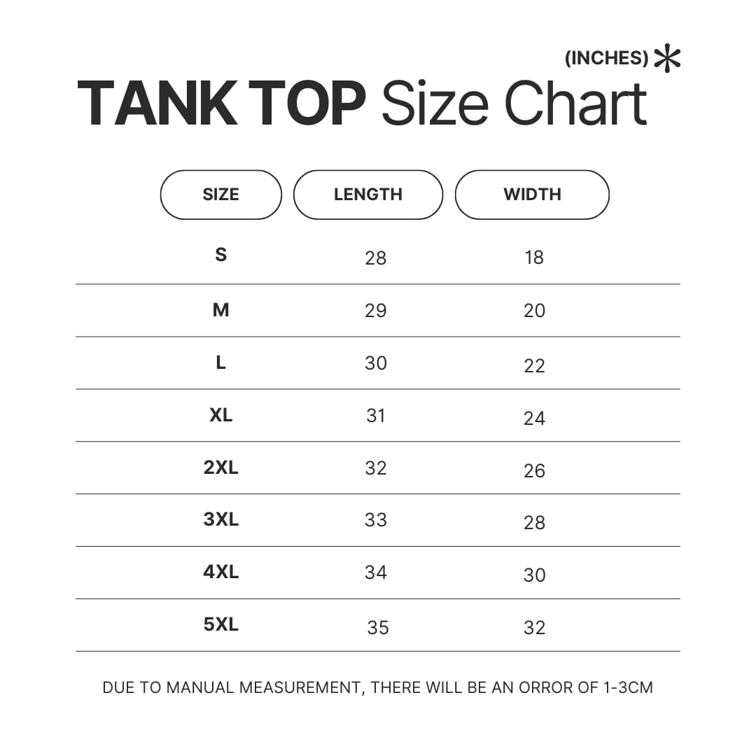 Tank Top Size Chart - Babymetal Shop