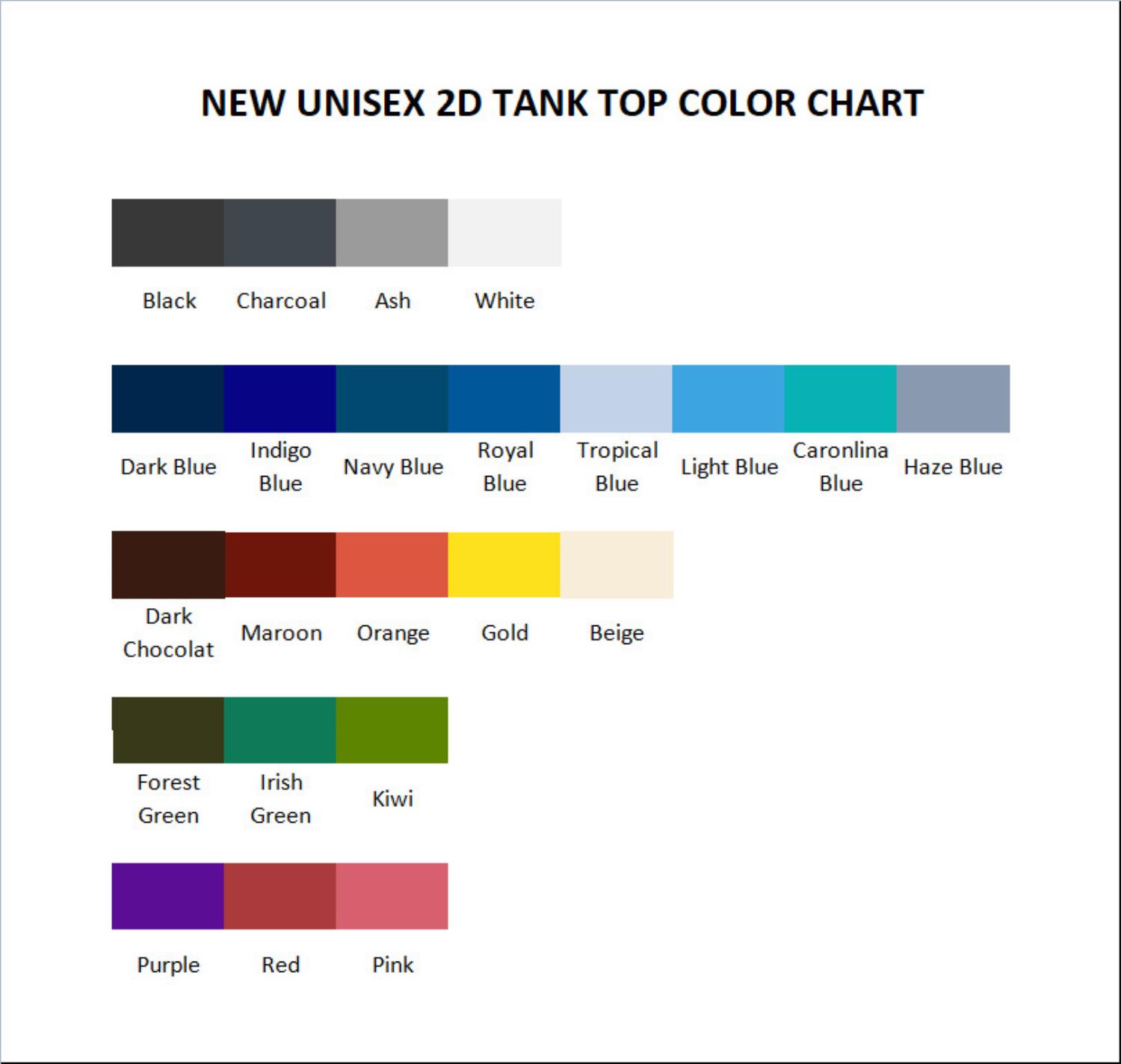 tank top color chart - Babymetal Shop